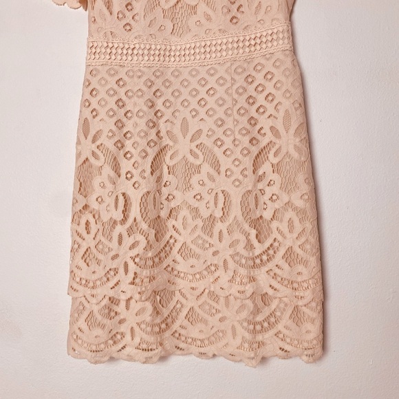 CLUB MONACO Womans Elegant Eyelet Sheath Lace Dress with Ruffle Sleeve Size 4 - Picture 6 of 13